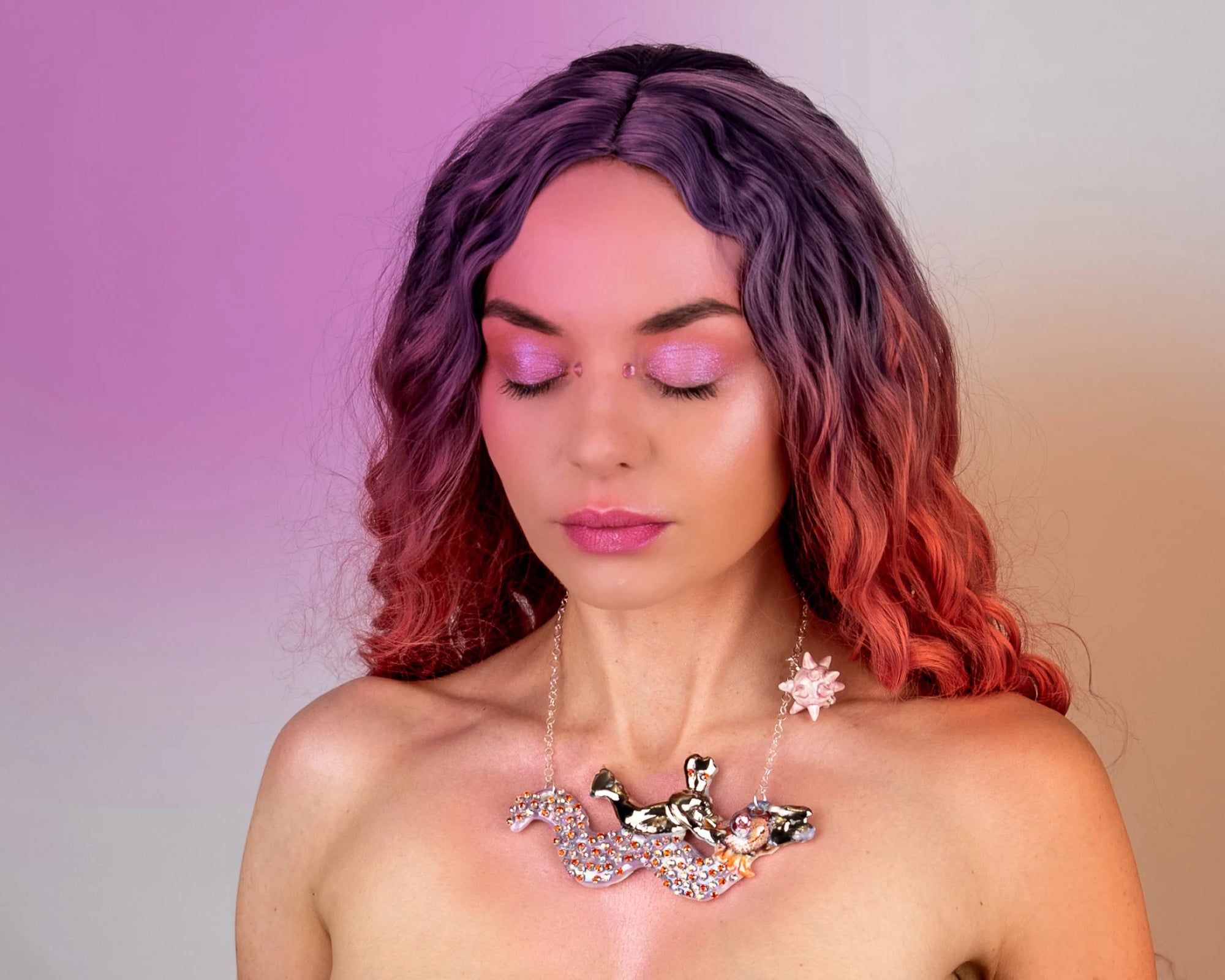 Mermaid riding sea snake necklace