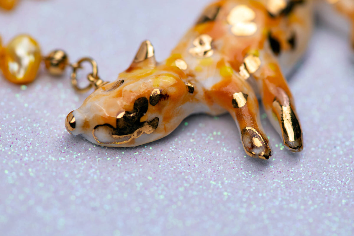 Tiger necklace with pearls