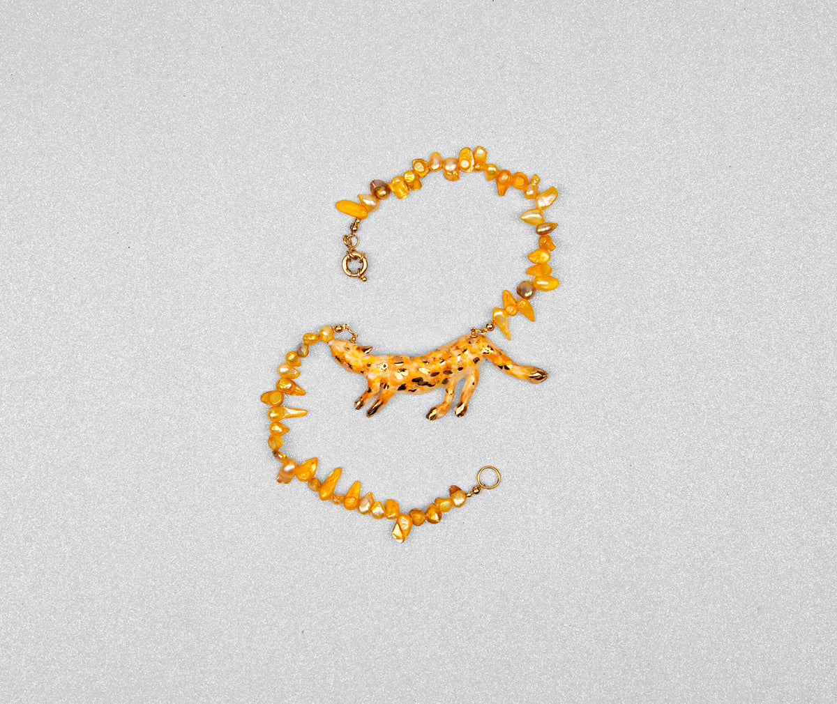 Tiger necklace with pearls