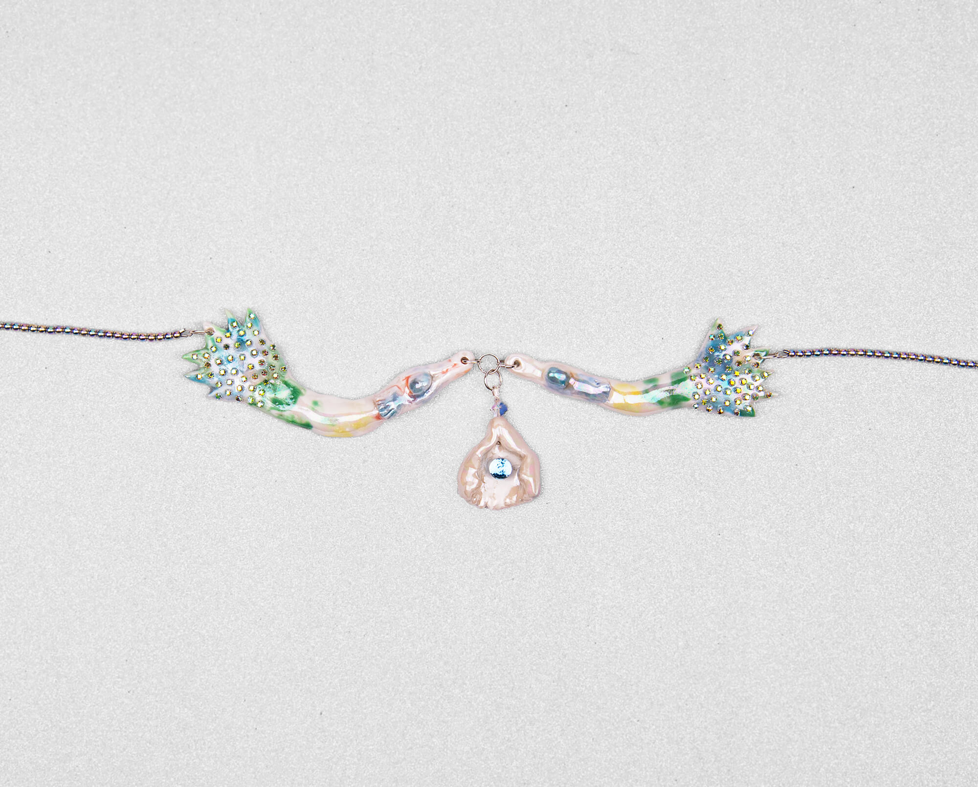 Mermaids with crystal pearl necklace