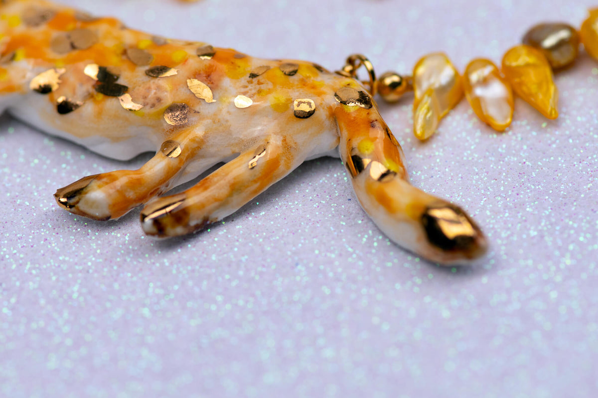 Tiger necklace with pearls